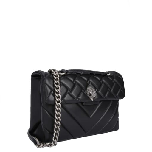 KURT GEIGER Kensington Bag in pelle nera con catena argentata