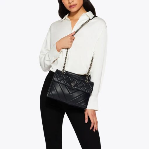 KURT GEIGER Kensington Bag in pelle nera con catena argentata