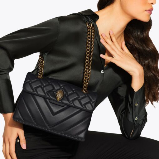 KURT GEIGER Kensington Bag in pelle nera con catena dorata