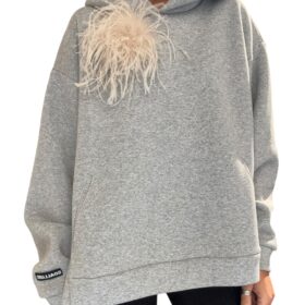 SO ALLURE Maxi Felpa Cappuccio Grigio