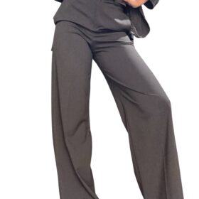 TENSIONE IN Pantalone palazzo con cintura grigio
