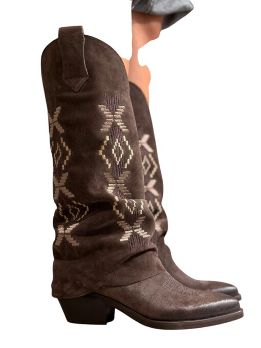 Ovyé texano suede ricamato marrone