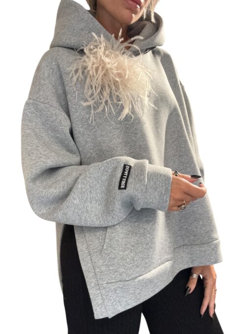 SO ALLURE Maxi Felpa Cappuccio Grigio