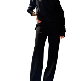 MERCI Pantalone palazzo nero jersey
