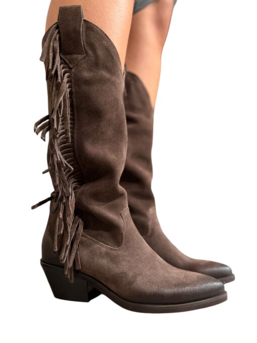 Ovyé texano suede frange marrone