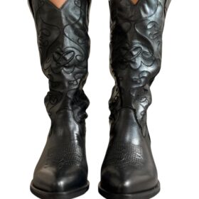 Ovyé Texano ricamato in pelle nero