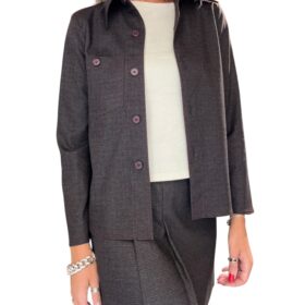 MERCI camicia micro fantasia check grigio