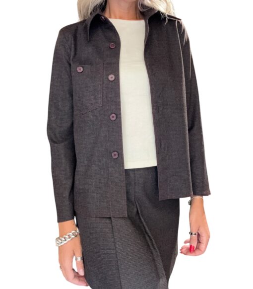 MERCI camicia micro fantasia check grigio