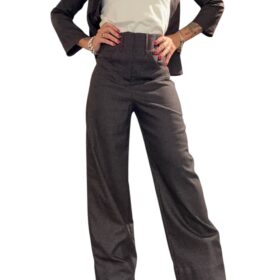 MERCI pantalone micro fantasia check grigio