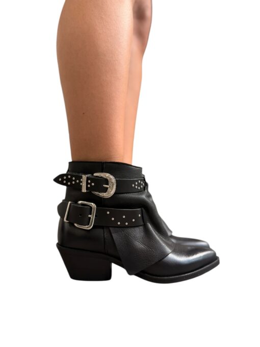 Ovyé Texano tronchetto in pelle nero