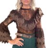 TENSIONE IN Blusa in pizzo con fiocco burro