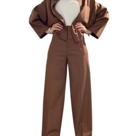 MERCI pantalone palazzo fresco di lana cannella