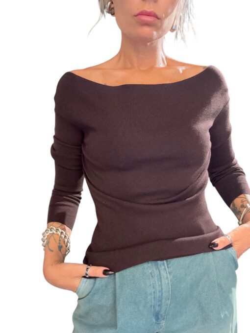 SO ALLURE Maglia Scollo Barca Fondente