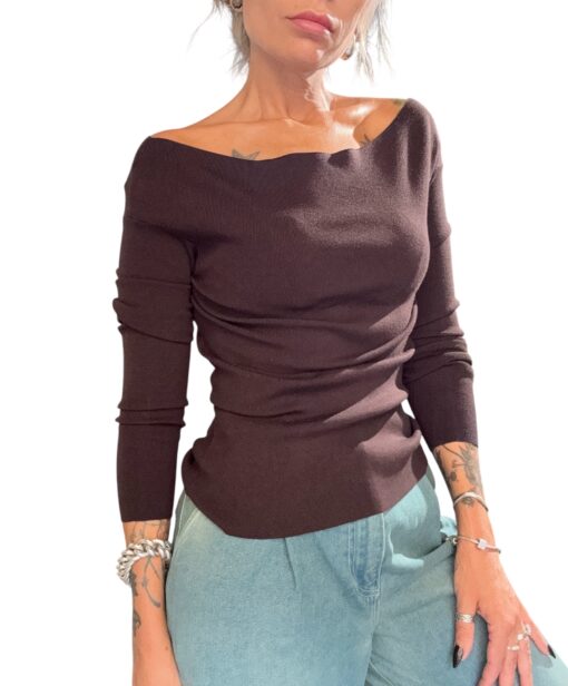 SO ALLURE Maglia Scollo Barca Fondente