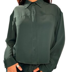 MERCI camicia misto seta verde forest