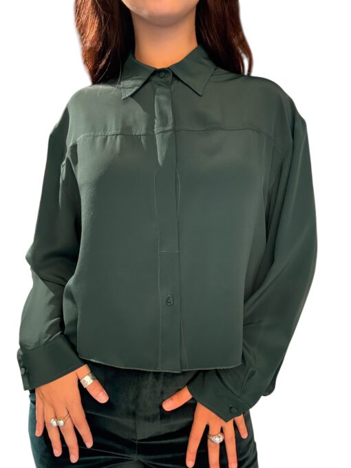 MERCI camicia misto seta verde forest