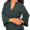 MERCI camicia seta scollo V foresta