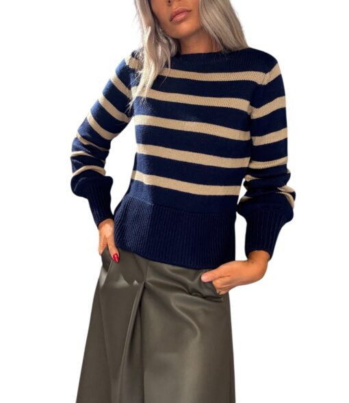 MERCI maglia taglio corto righe blu navy