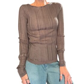 SO ALLURE Maglia Trasparenze Taupe
