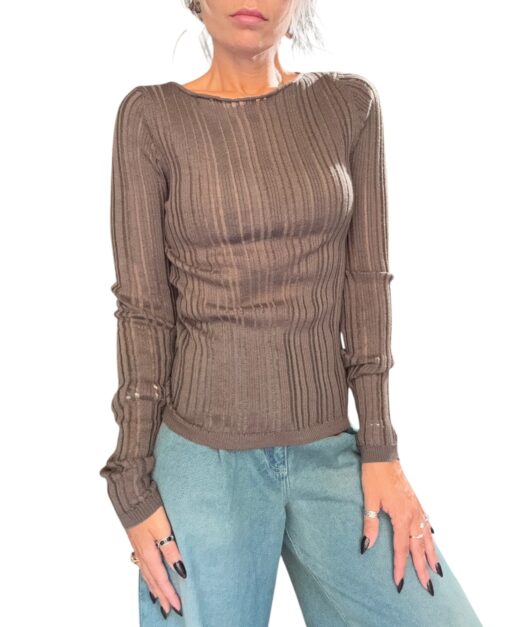 SO ALLURE Maglia Trasparenze Taupe