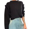 SO ALLURE Pullover girocollo misto lana dettaglio giromanica in rilievo