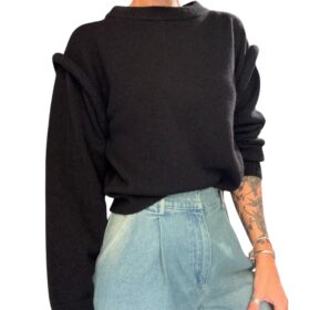 SO ALLURE Pullover girocollo misto lana dettaglio giromanica in rilievo