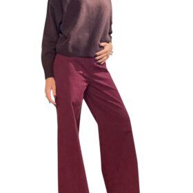 TENSIONE IN Pantalone palazzo bordeaux orlo sfrangiato