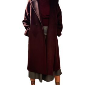 MERCI cappotto taglio lungo lana bordeaux