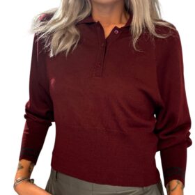 MERCI maglia polo merino burgundy