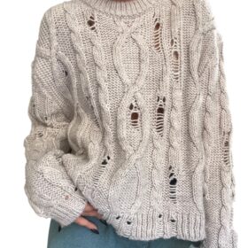 SO ALLURE Maglia Treccia Con Rotture Gesso