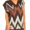 TENSIONE IN Cardigan in maglia chevron e lurex marrone