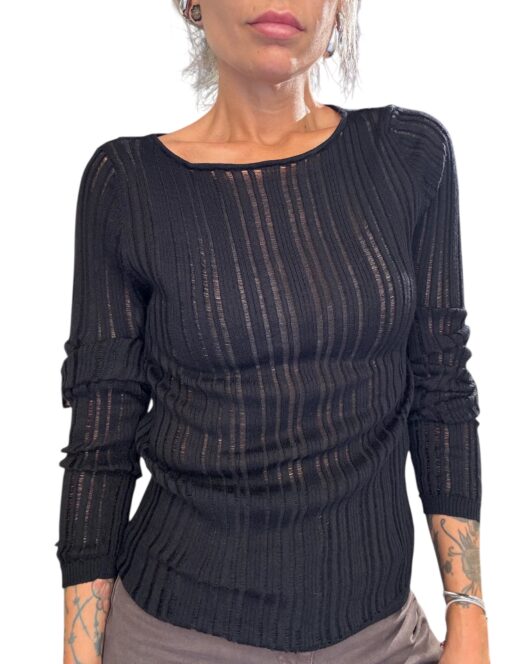 SO ALLURE Maglia Trasparenze Nera