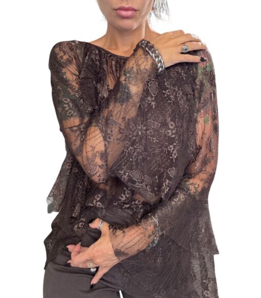 SO ALLURE Blusa Pizzo Fondente