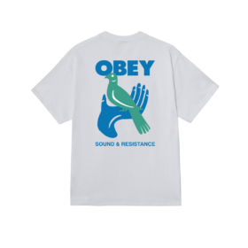OBEY T-SHIRT SOUND E RESISTANCE BIRD WHITE