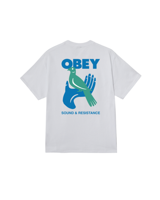 OBEY T-SHIRT SOUND E RESISTANCE BIRD WHITE