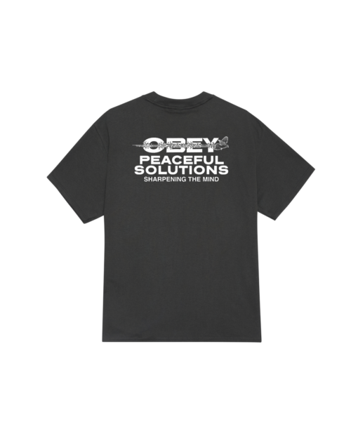 OBEY T-SHIRT PEACEFUL SOLUTIONS VINTAGE BLACK