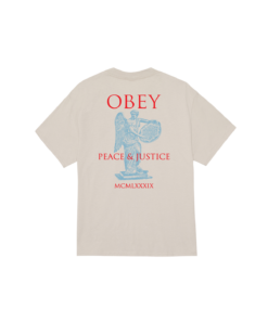 OBEY T-SHIRT Peace & Justice Statue Silver Grey