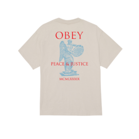 OBEY T-SHIRT Peace & Justice Statue Silver Grey