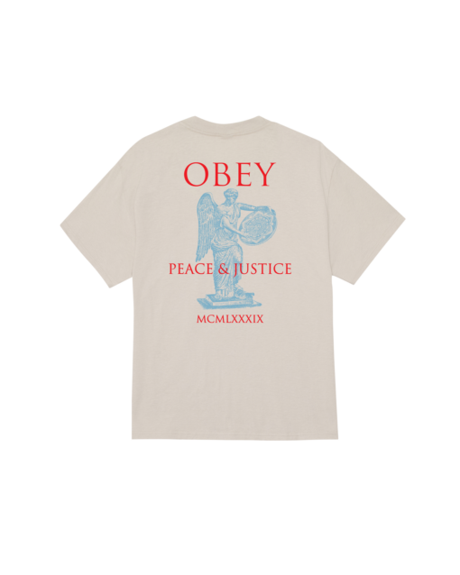 OBEY T-SHIRT Peace & Justice Statue Silver Grey