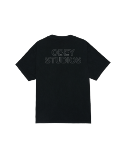 OBEY T-SHIRT STUDIOS OUTLINE PIGMENT TRUE VINTAGE BLACK