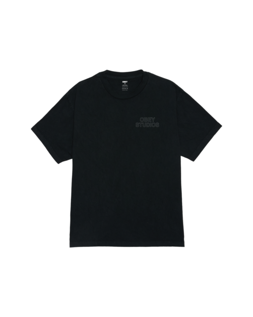 OBEY T-SHIRT STUDIOS OUTLINE PIGMENT TRUE VINTAGE BLACK
