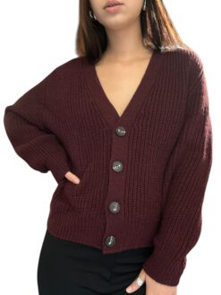 TENSIONE IN cardigan in maglia bordeaux