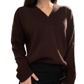 TENSIONE IN Maglia in lana scollo a V moro