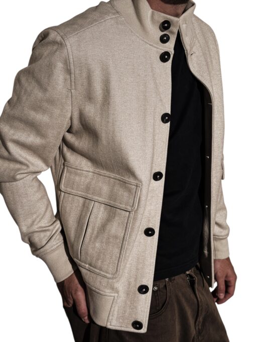 HAMAKI-HO Bomber in panno OFF WHITE